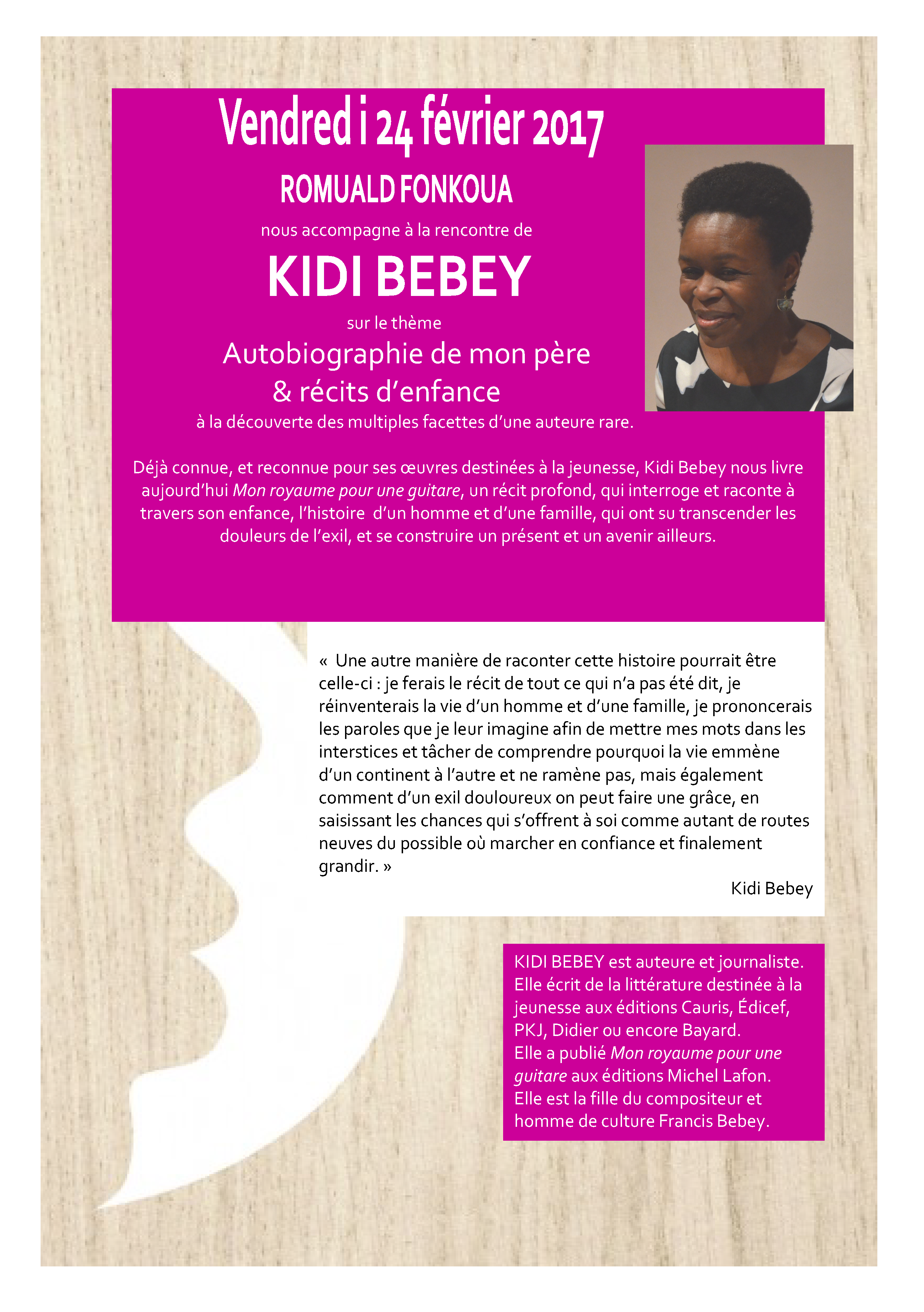 Mon royaume pour une guitare, Kidi Bebey