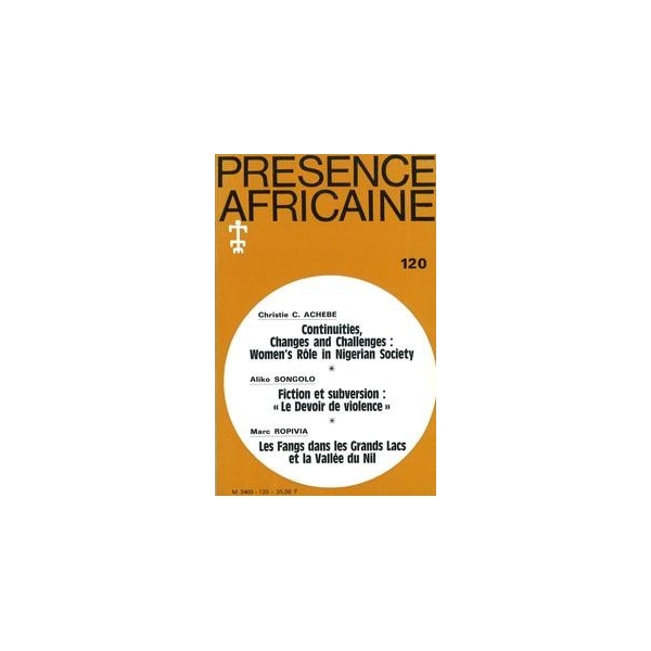 REVUE PRESENCE AFRICAINE N° 120